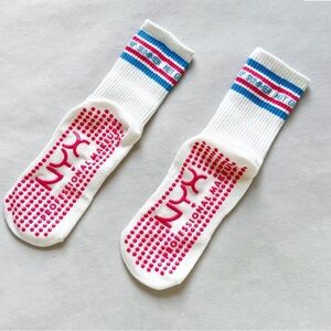 White and Red Professional Non-Slip Socks